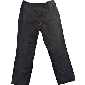 Sigrid Olsen Women's‎ Cotton Blend Stretch Black Pants Floral Pattern Size 8